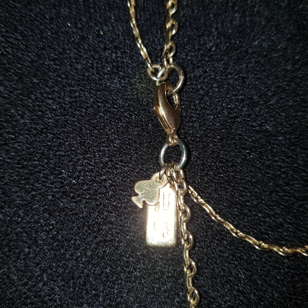 KATE SPADE Gold Tone Double Chain Tiered Long Layered Necklace Fringe Fan Paddle - Picture 6 of 9